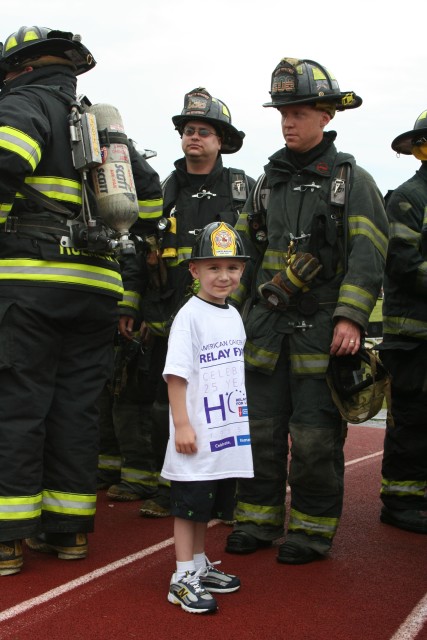 4 year old Shane, Firefighter John Dobire, Firefighter Dan Zvanovec - CMFD